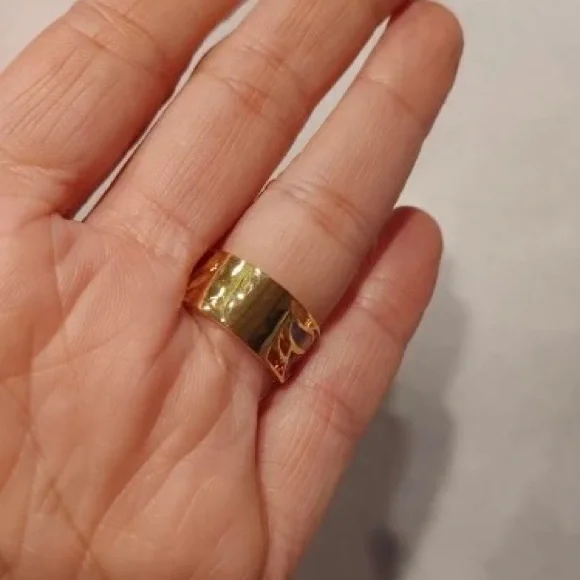 Cat Anthro DOPAMINE Gold Over Silver Enamel Boho Ornament Wide Earrings Jewelry - Picture 7 of 16